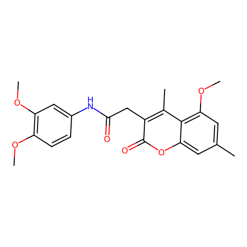 N-(3,4-dimethoxyphenyl)-2-(5-methoxy-4,7-dimethyl-2-oxo-2H-chromen-3-yl)acetamide structure
