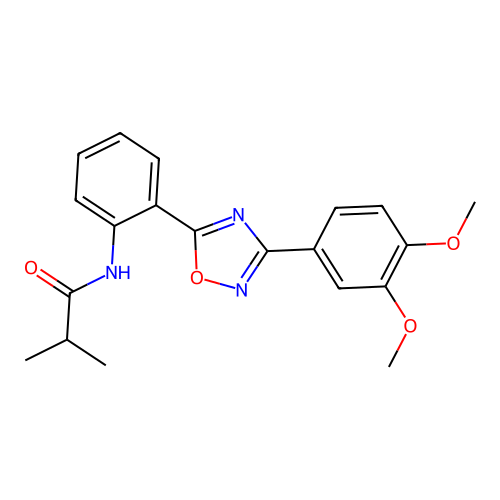 N-[2-[3-(3,4-dimethoxyphenyl)-1,2,4-oxadiazol-5-yl]phenyl]-2-methylpropanamide structure