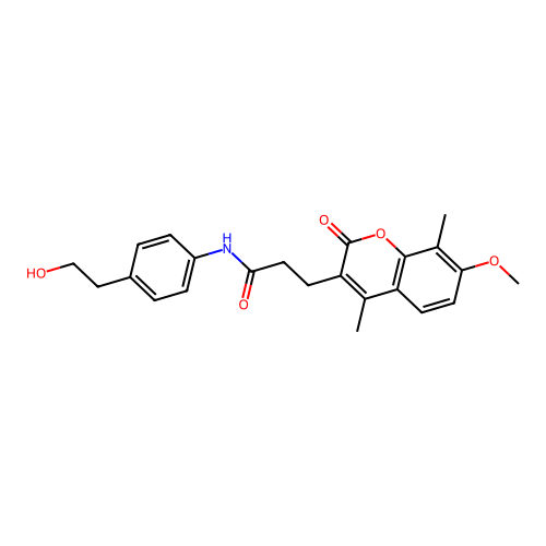 N-(4-(2-hydroxyethyl)phenyl)-3-(7-methoxy-4,8-dimethyl-2-oxo-2H-chromen-3-yl)propanamide structure