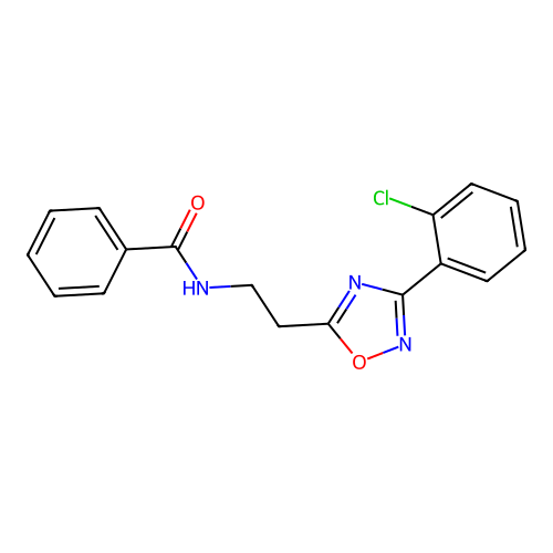 N-(2-(3-(2-chlorophenyl)-1,2,4-oxadiazol-5-yl)ethyl)benzamide structure