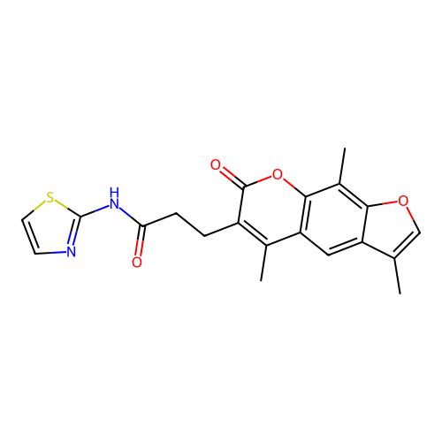 N-(thiazol-2-yl)-3-(3,5,9-trimethyl-7-oxo-7H-furo[3,2-g]chromen-6-yl)propanamide structure