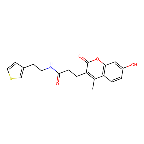 3-(7-hydroxy-4-methyl-2-oxo-2H-chromen-3-yl)-N-(2-(thiophen-3-yl)ethyl)propanamide structure