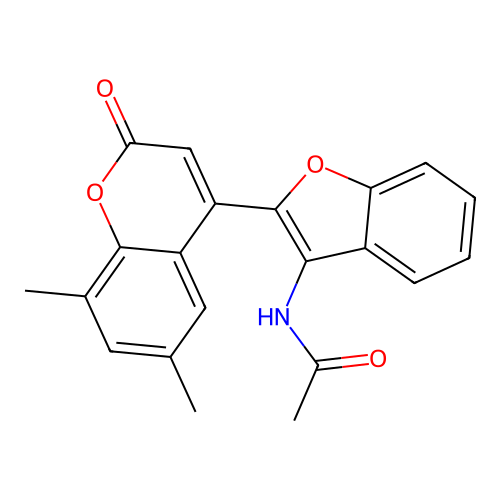 N-[2-(6,8-dimethyl-2-oxochromen-4-yl)-1-benzofuran-3-yl]acetamide structure