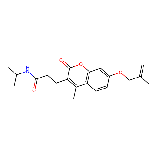 N-isopropyl-3-(4-methyl-7-((2-methylallyl)oxy)-2-oxo-2H-chromen-3-yl)propanamide structure