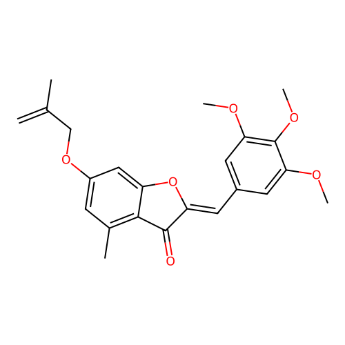 (Z)-4-methyl-6-((2-methylallyl)oxy)-2-(3,4,5-trimethoxybenzylidene)benzofuran-3(2H)-one structure