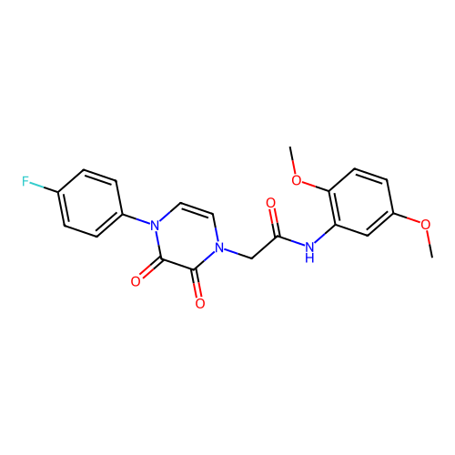 N-(2,5-dimethoxyphenyl)-2-[4-(4-fluorophenyl)-2,3-dioxopyrazin-1-yl]acetamide structure