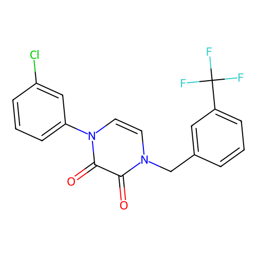 1-(3-Chlorophenyl)-4-[[3-(trifluoromethyl)phenyl]methyl]pyrazine-2,3-dione structure