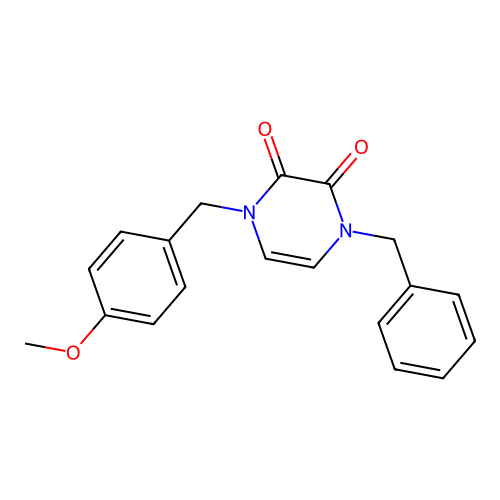 1-Benzyl-4-[(4-methoxyphenyl)methyl]pyrazine-2,3-dione structure