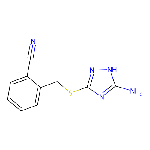 2-[(5-amino-1H-1,2,4-triazol-3-yl)sulfanylmethyl]benzonitrile structure