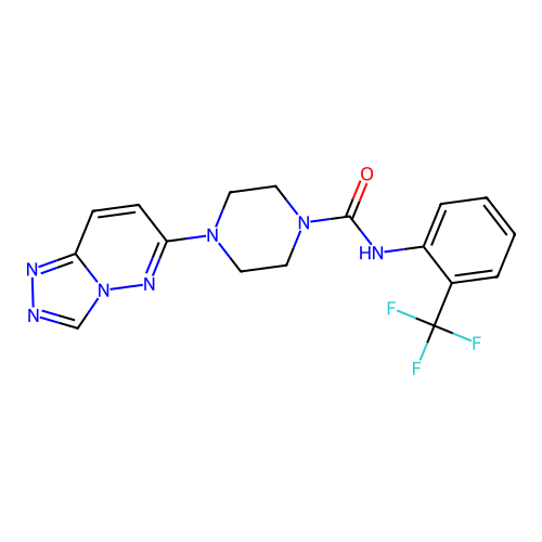 4-{[1,2,4]triazolo[4,3-b]pyridazin-6-yl}-N-[2-(trifluoromethyl)phenyl]piperazine-1-carboxamide structure