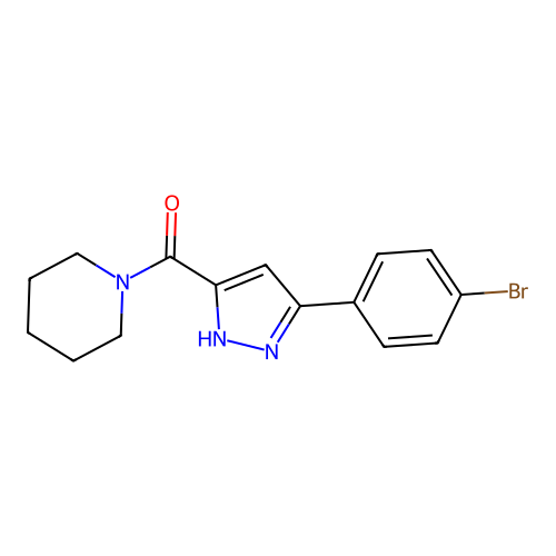 [5-(4-bromophenyl)-1H-pyrazol-3-yl](piperidin-1-yl)methanone structure