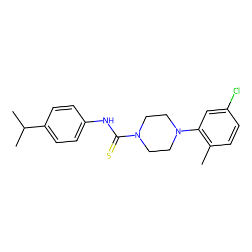 4-(5-chloro-2-methylphenyl)-N-[4-(propan-2-yl)phenyl]piperazine-1-carbothioamide structure