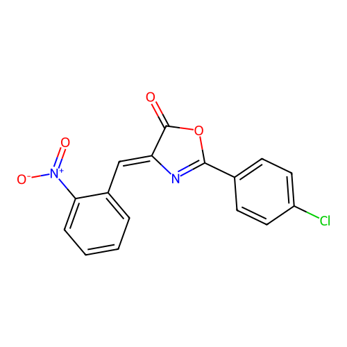 (4Z)-2-(4-chlorophenyl)-4-(2-nitrobenzylidene)-1,3-oxazol-5(4H)-one structure