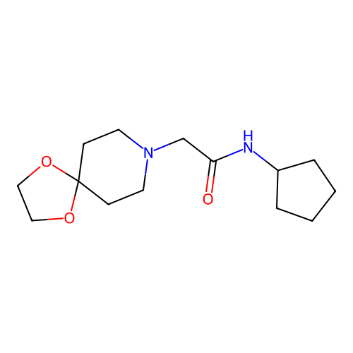 N-cyclopentyl-2-(1,4-dioxa-8-azaspiro[4.5]decan-8-yl)acetamide structure