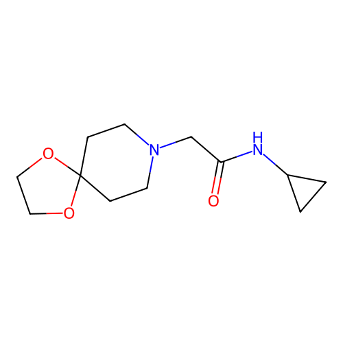 N-cyclopropyl-2-(1,4-dioxa-8-azaspiro[4.5]decan-8-yl)acetamide structure