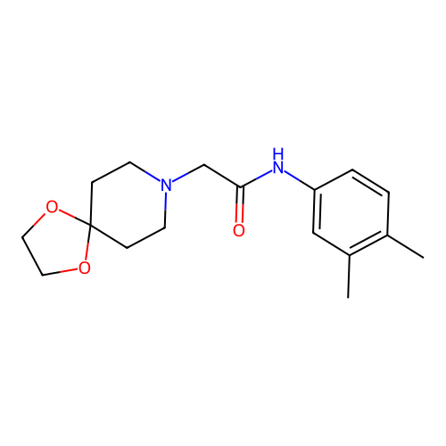 N-(3,4-dimethylphenyl)-2-(1,4-dioxa-8-azaspiro[4.5]decan-8-yl)acetamide structure