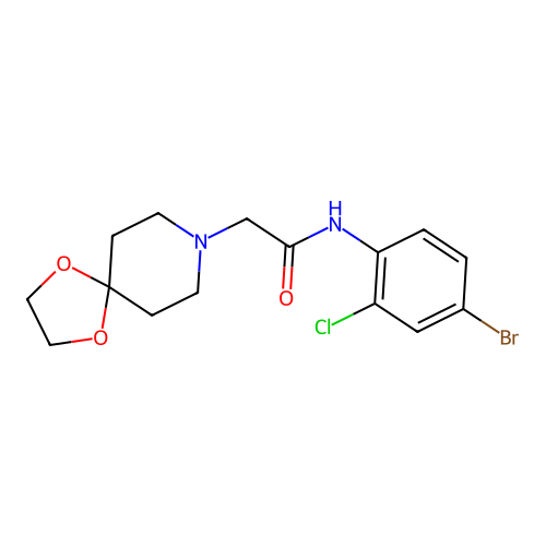 N-(4-bromo-2-chlorophenyl)-2-(1,4-dioxa-8-azaspiro[4.5]decan-8-yl)acetamide structure