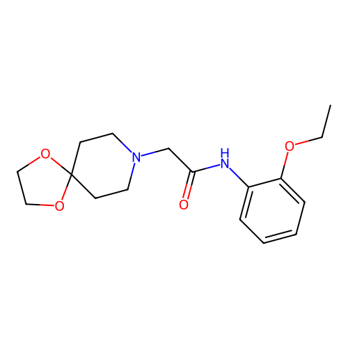 2-(1,4-dioxa-8-azaspiro[4.5]decan-8-yl)-N-(2-ethoxyphenyl)acetamide structure