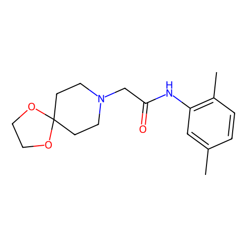 N-(2,5-dimethylphenyl)-2-(1,4-dioxa-8-azaspiro[4.5]decan-8-yl)acetamide structure