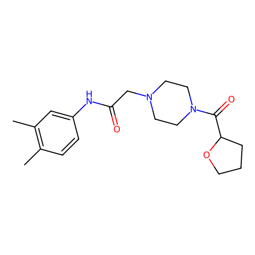 N-(3,4-dimethylphenyl)-2-[4-(oxolane-2-carbonyl)piperazin-1-yl]acetamide structure