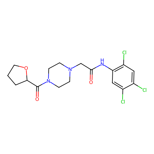 2-[4-(oxolane-2-carbonyl)piperazin-1-yl]-N-(2,4,5-trichlorophenyl)acetamide structure