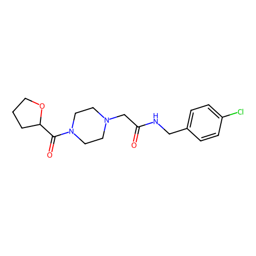 N-[(4-chlorophenyl)methyl]-2-[4-(oxolane-2-carbonyl)piperazin-1-yl]acetamide structure