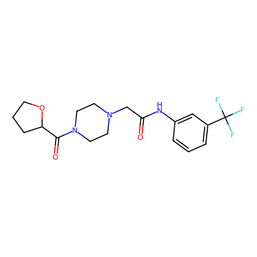 2-[4-(oxolane-2-carbonyl)piperazin-1-yl]-N-[3-(trifluoromethyl)phenyl]acetamide structure