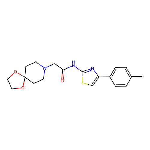 2-(1,4-dioxa-8-azaspiro[4.5]decan-8-yl)-N-[4-(4-methylphenyl)-1,3-thiazol-2-yl]acetamide structure