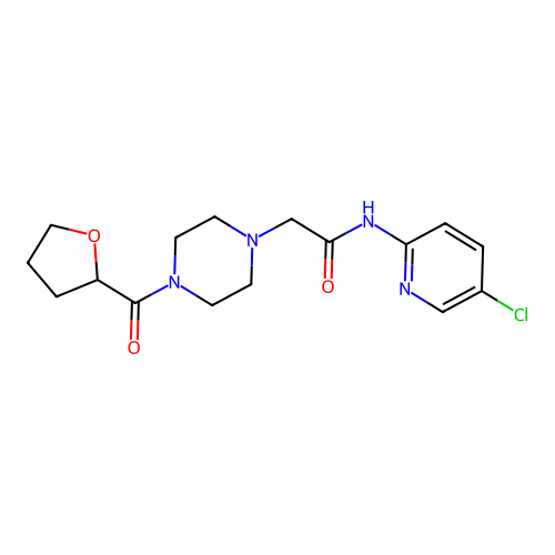N-(5-chloropyridin-2-yl)-2-[4-(oxolane-2-carbonyl)piperazin-1-yl]acetamide structure