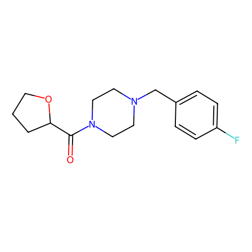 [4-[(4-Fluorophenyl)methyl]piperazin-1-yl]-(oxolan-2-yl)methanone structure