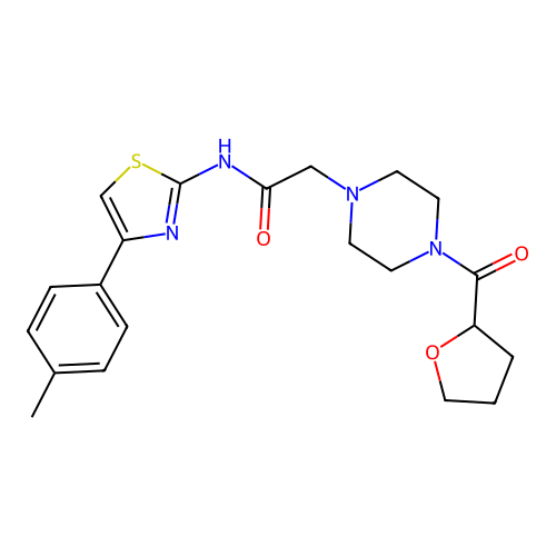 N-[4-(4-methylphenyl)-1,3-thiazol-2-yl]-2-[4-(oxolane-2-carbonyl)piperazin-1-yl]acetamide structure