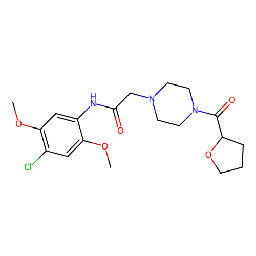 N-(4-chloro-2,5-dimethoxyphenyl)-2-[4-(oxolane-2-carbonyl)piperazin-1-yl]acetamide structure