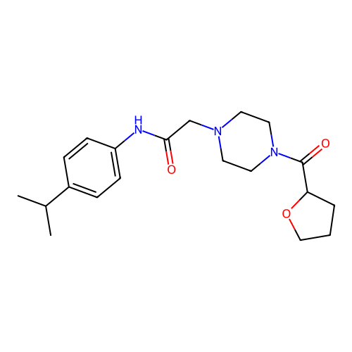 2-[4-(oxolane-2-carbonyl)piperazin-1-yl]-N-(4-propan-2-ylphenyl)acetamide structure