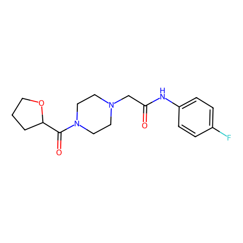 N-(4-fluorophenyl)-2-[4-(oxolane-2-carbonyl)piperazin-1-yl]acetamide structure