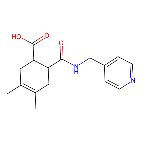 3,4-Dimethyl-6-[(pyridin-4-ylmethyl)carbamoyl]cyclohex-3-ene-1-carboxylic acid structure