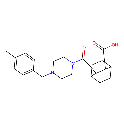 3-{[4-(4-methylbenzyl)piperazin-1-yl]carbonyl}bicyclo[2.2.2]octane-2-carboxylic acid structure