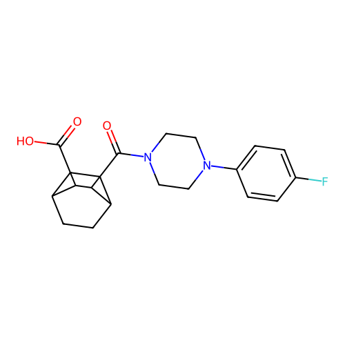 3-{[4-(4-fluorophenyl)piperazin-1-yl]carbonyl}bicyclo[2.2.2]octane-2-carboxylic acid structure