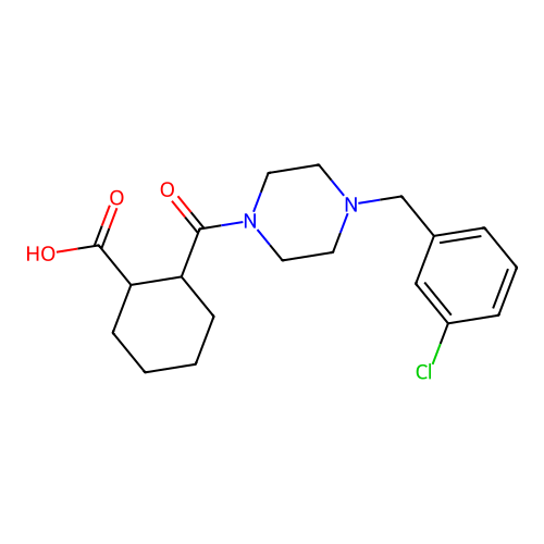 2-{[4-(3-Chlorobenzyl)piperazin-1-yl]carbonyl}cyclohexanecarboxylic acid structure