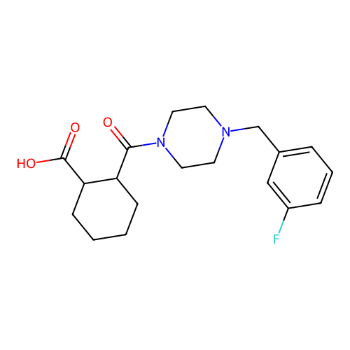 2-{[4-(3-Fluorobenzyl)piperazin-1-yl]carbonyl}cyclohexanecarboxylic acid structure