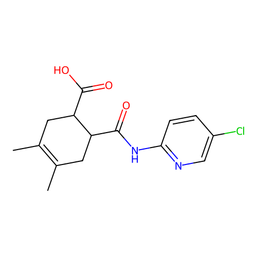 6-[(5-Chloropyridin-2-yl)carbamoyl]-3,4-dimethylcyclohex-3-ene-1-carboxylic acid structure