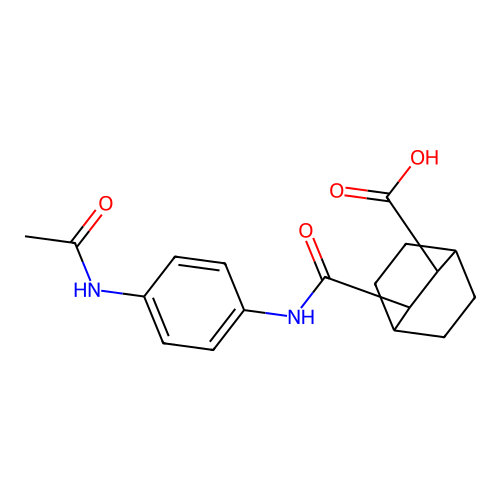 3-{[4-(Acetylamino)phenyl]carbamoyl}bicyclo[2.2.2]octane-2-carboxylic acid structure