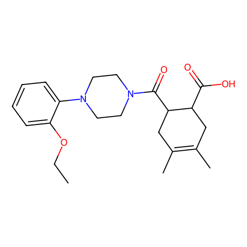 6-{[4-(2-ethoxyphenyl)piperazin-1-yl]carbonyl}-3,4-dimethylcyclohex-3-ene-1-carboxylic acid structure
