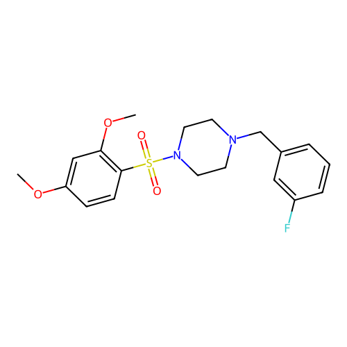 1-(2,4-Dimethoxyphenyl)sulfonyl-4-[(3-fluorophenyl)methyl]piperazine structure