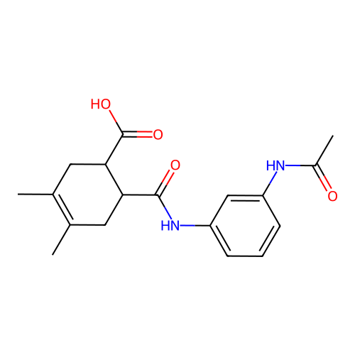 6-((3-Acetamidophenyl)carbamoyl)-3,4-dimethylcyclohex-3-ene-1-carboxylic acid structure