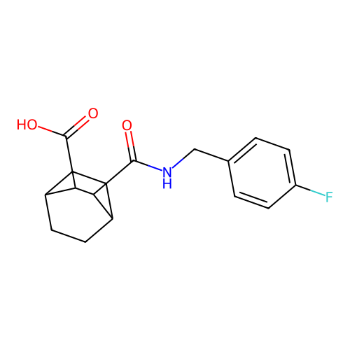 3-((4-Fluorobenzyl)carbamoyl)bicyclo[2.2.2]octane-2-carboxylic acid structure