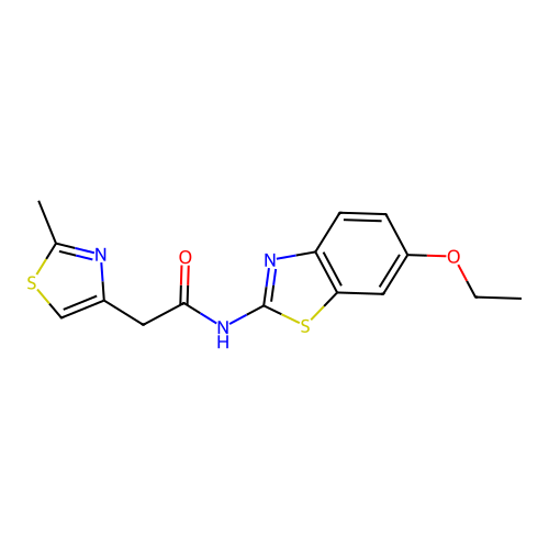 N-(6-ethoxy-1,3-benzothiazol-2-yl)-2-(2-methyl-1,3-thiazol-4-yl)acetamide structure