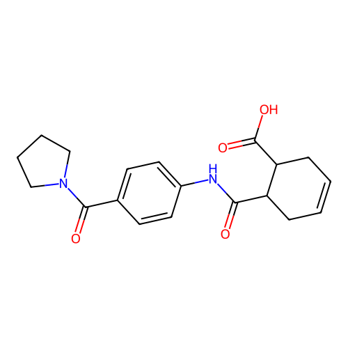6-{[4-(Pyrrolidin-1-ylcarbonyl)phenyl]carbamoyl}cyclohex-3-ene-1-carboxylic acid structure