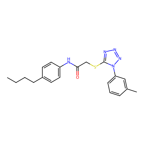 N-(4-butylphenyl)-2-{[1-(3-methylphenyl)-1H-tetrazol-5-yl]sulfanyl}acetamide structure
