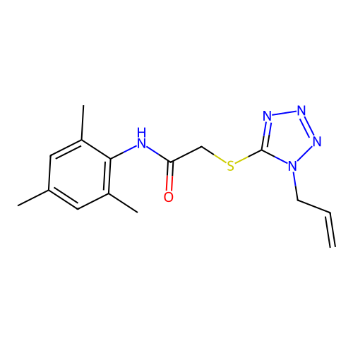 2-((1-allyl-1H-tetrazol-5-yl)thio)-N-mesitylacetamide structure