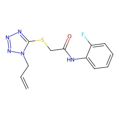 N-(2-fluorophenyl)-2-(1-prop-2-enyltetrazol-5-yl)sulfanylacetamide structure